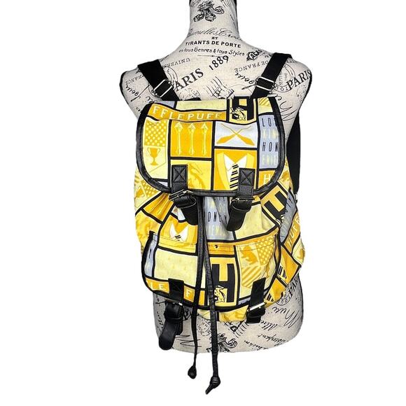 Harry Potter Hufflepuff House Block Pattern Knapsack Backpack Adjustable Straps - Picture 1 of 10